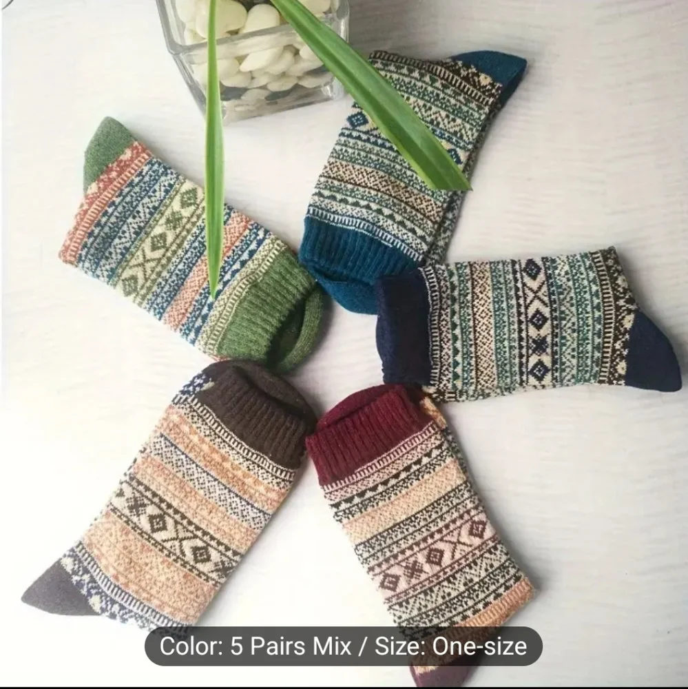 5 Pack Womens Socks Cozy Crew Size OS