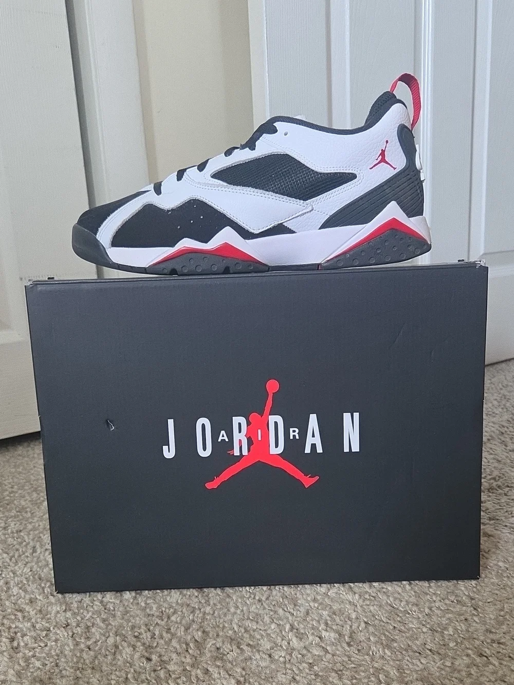 Jordan Mens Black, White & Red Low-Top Sneakers