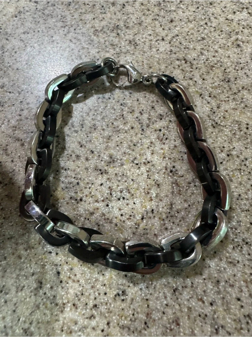Steel Nation Mens Two Tone Stainless Steel Horseshoe Chain Bracelet