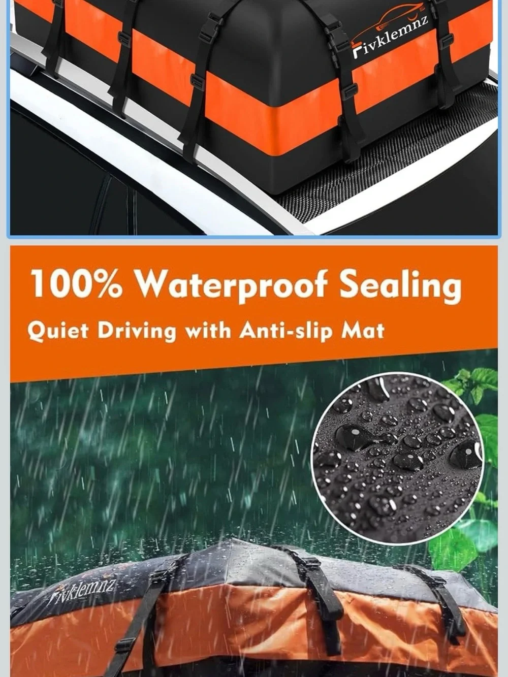 Orange & Black Waterproof Roof Cargo Bag  Never used. Missed return date