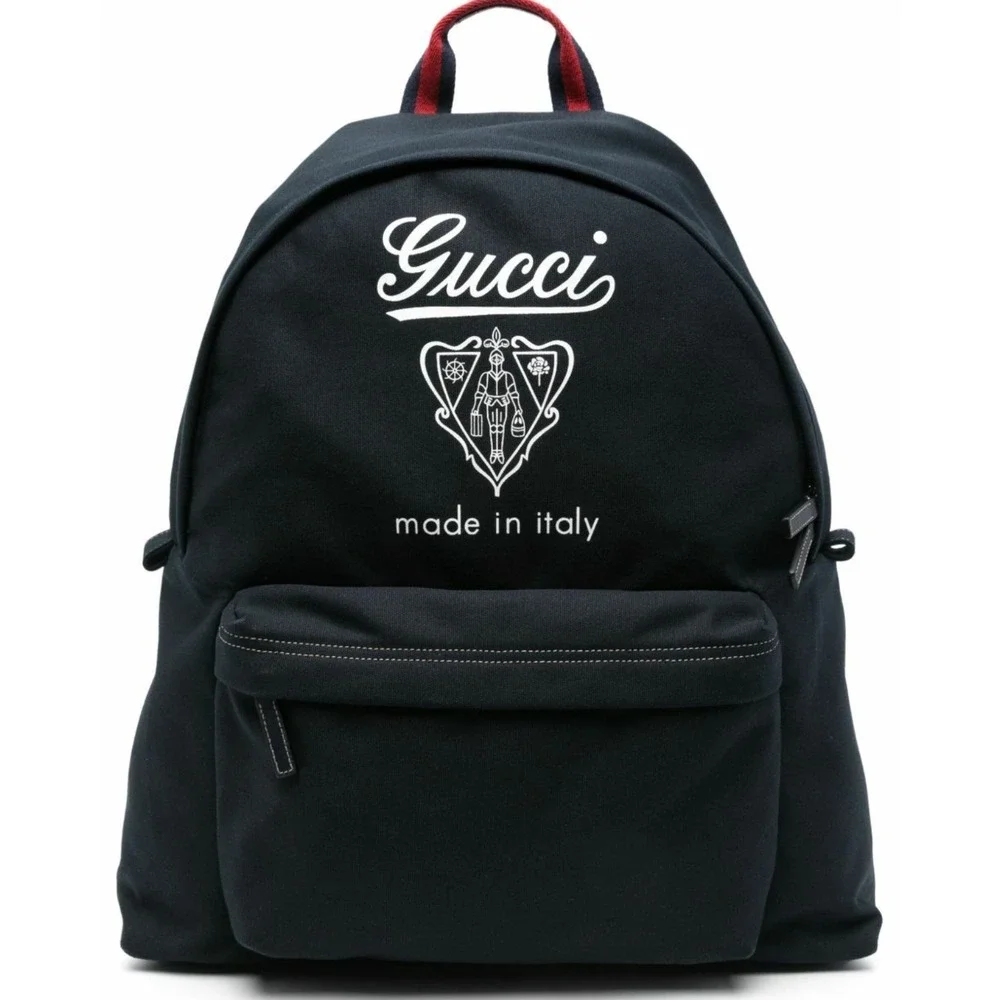 Gucci Large Crest-Print Backpack in Blue Fabric, 821643