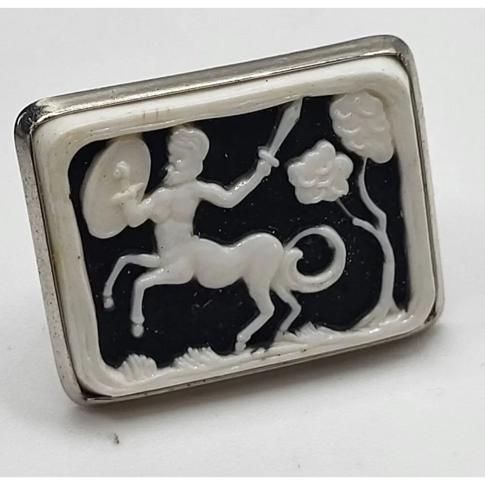 Vintage Centaur Cameo Single Cufflink 1.25in by 1in