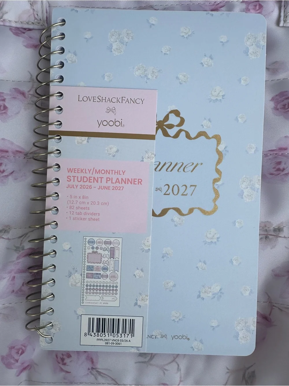LoveShackFancy Light Blue Floral Student Planner 5