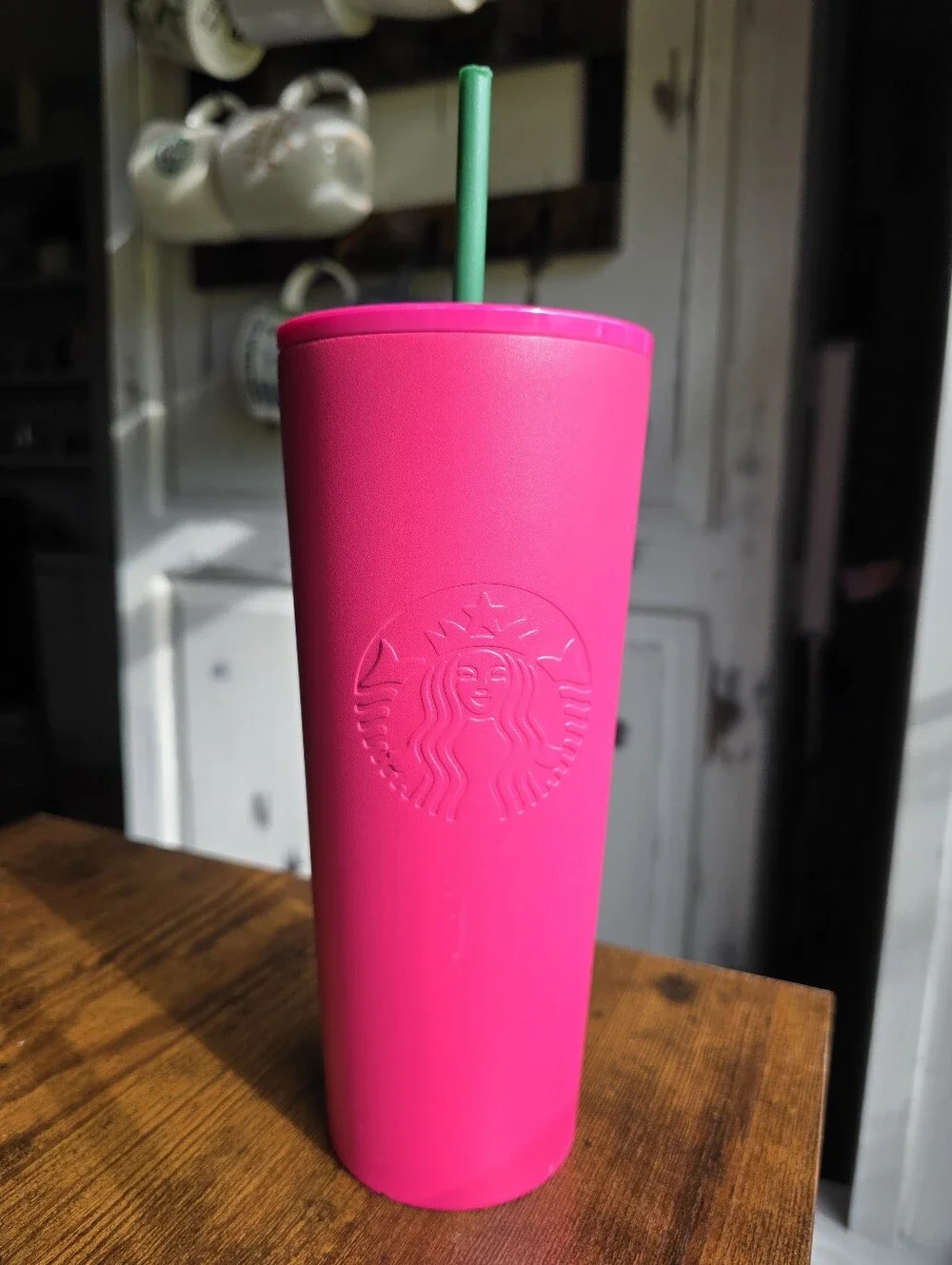 Starbucks 24oz Hot Pink Soft Touch Matte Siren Cold Cup Tumbler‎