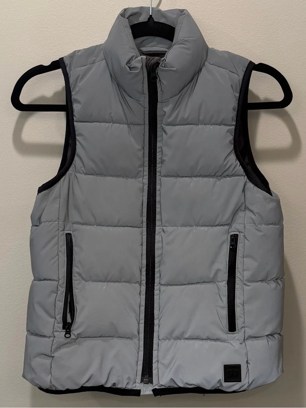 GAP Light Gray Quilted Puffer Vest with Black Trim