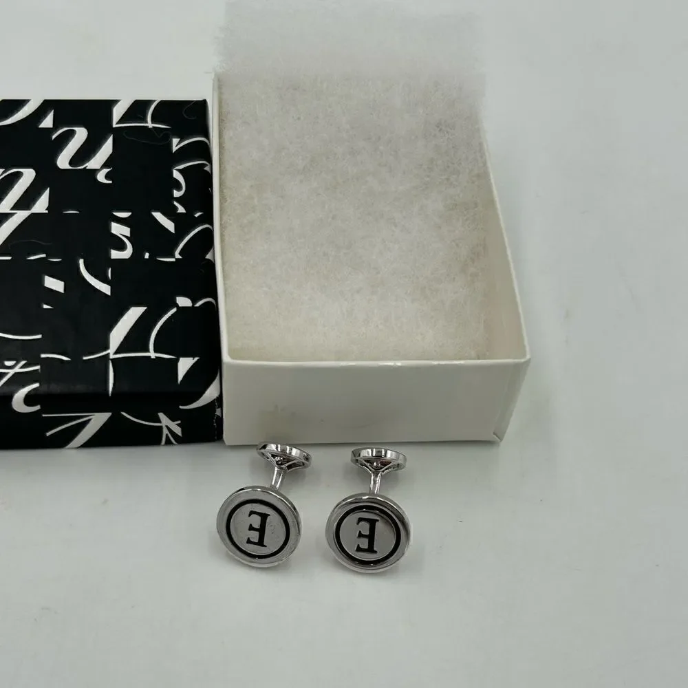 Men’s Saks, Fifth Avenue letter  E silver cufflinks