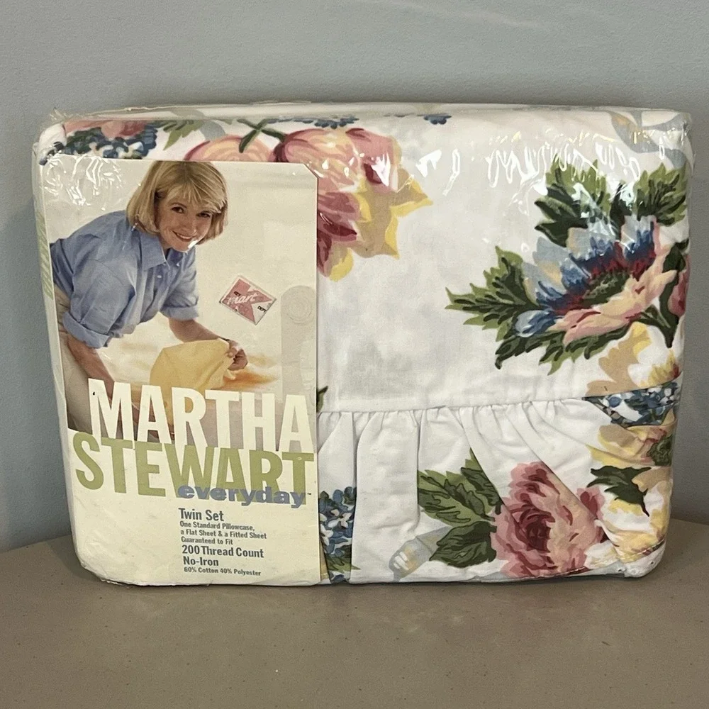 Martha Stewart Lilac Garden Twin Sheet Set Cottagecore Floral Vintage 1990s NIP