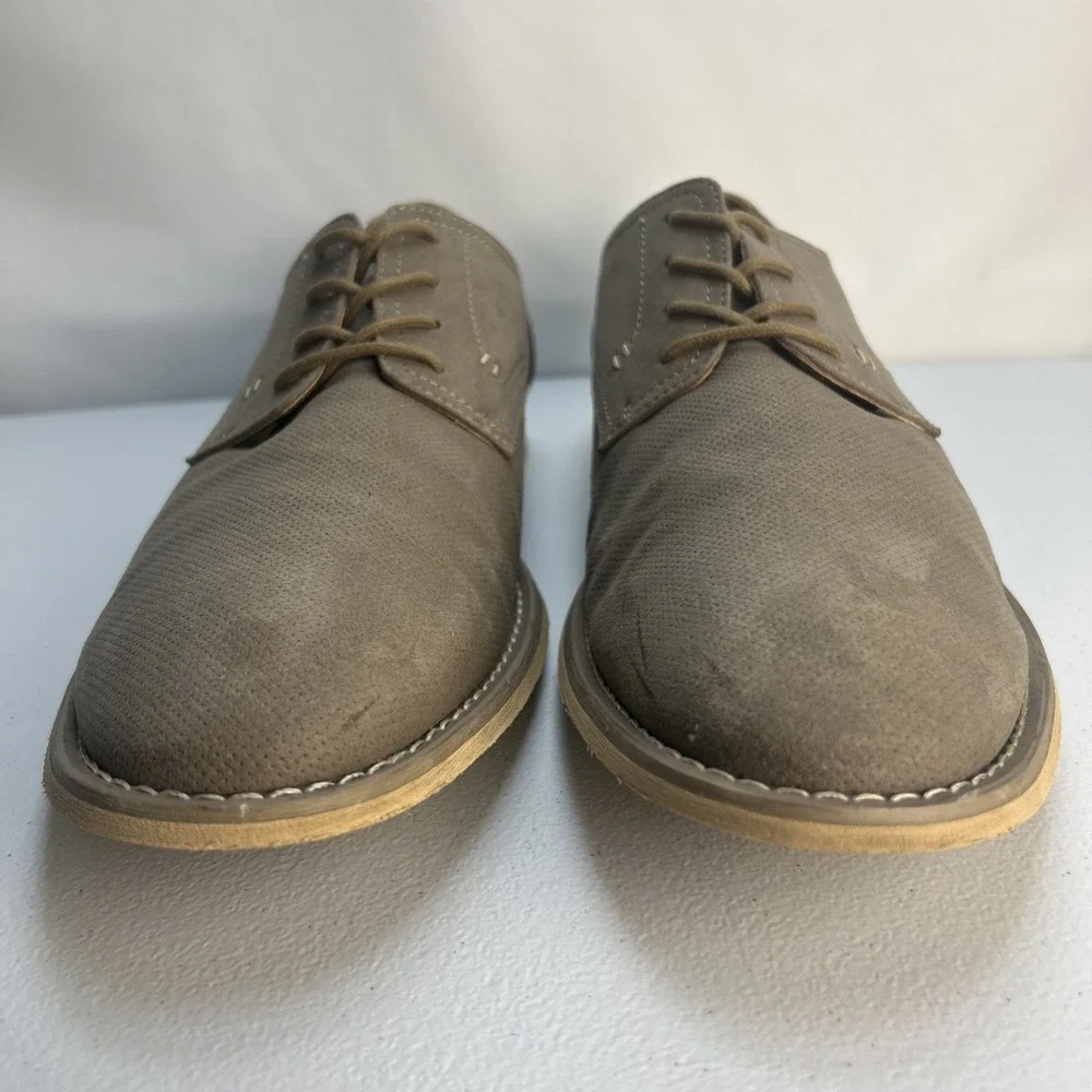 JF J.Ferrar Men's Casual Oxford Shoes‎ Size 10 M Gray Taupe Perforated Derby