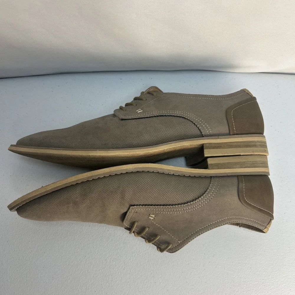 JF J.Ferrar Men's Casual Oxford Shoes‎ Size 10 M Gray Taupe Perforated Derby