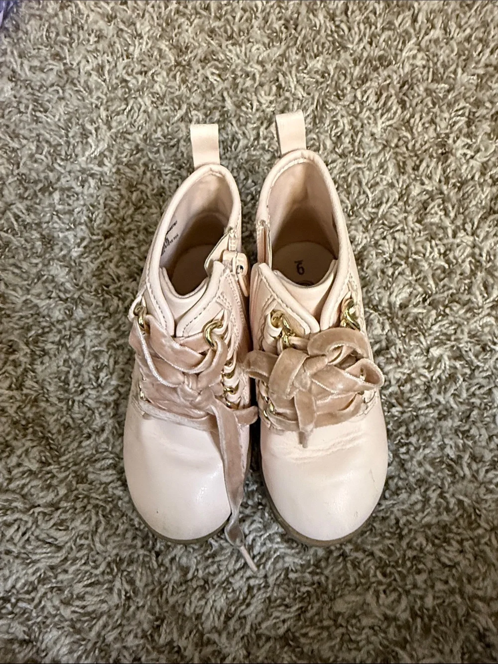 wonder nation Pink Velvet-Trim Lace-Up Kids Boots