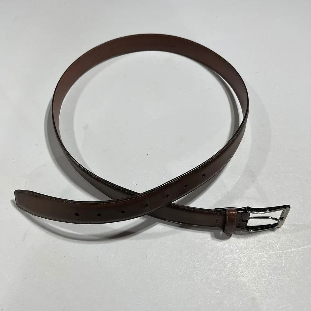 Perry Ellis Old Money Staple Mens Brown Leather Dress Belt Size 40 Modern Office