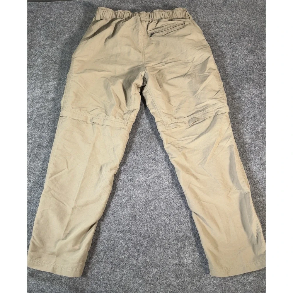 The North Face Men's L Convertible Zip-Off Hiking Pants Khaki Belted Outdoor