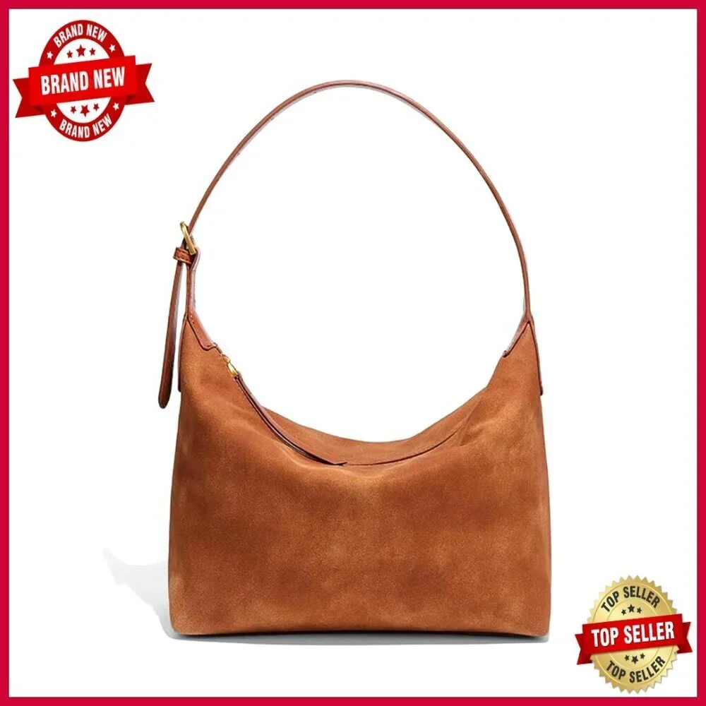 Medium Faux Suede Hobo Bag Adjustable Straps Crossbody Shoulder Purse