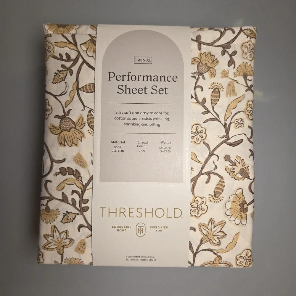 Twin/Twin XL 400 Thread Count Performance Sheet Set Cool Floral - Threshold‎ NEW