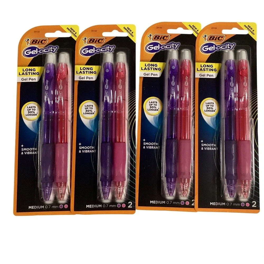 BIC Gelocity Gel Pens, Medium Point 0.7mm, Assorted Ink Colors,‎ 2-Count Pack.