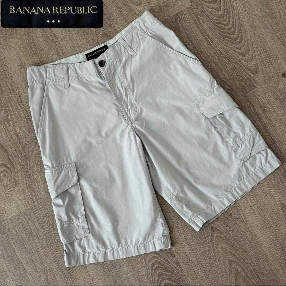 Banana Republic Mens 29 Light Grey Cotton Cargo Shorts 809184-011 Summer 2011