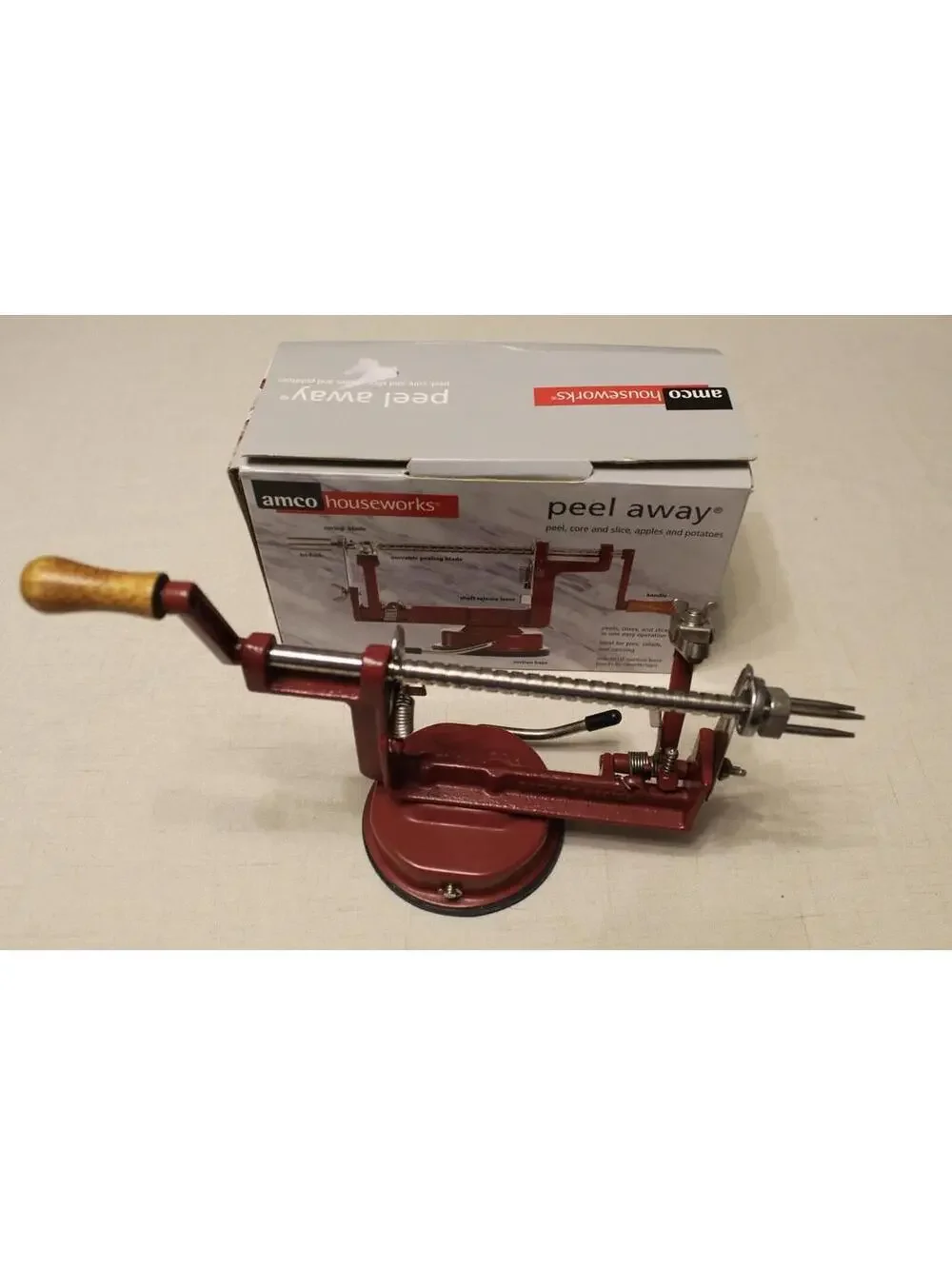 Back To Basics Peel Away Cast‎ Iron Apple Peeler/Corer Red Baked Enamel