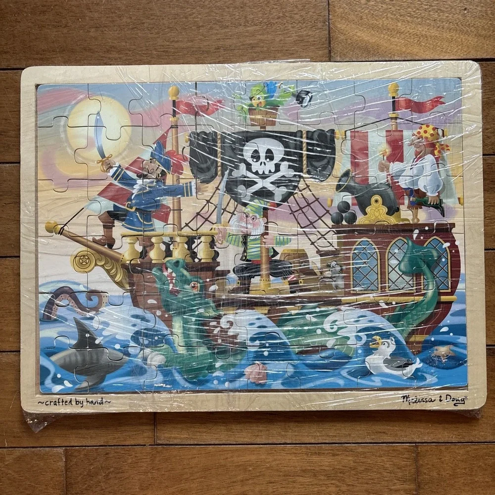 Melissa And Doug 48‎ Piece Crafted By Hand Wooden Pirate Puzzle Ages 4-6 years