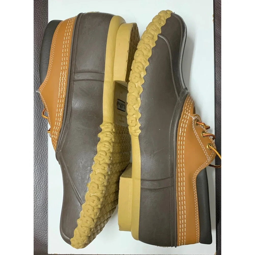 L.L.‎ Bean Duck Boots Mens 14M Brown Gumshoe 3-Eye Waterproof Leather Rain Boots