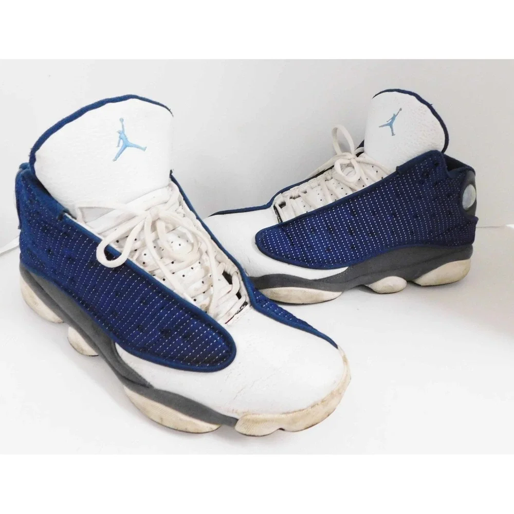 Air Jordan 13 Retro‎ Flint High Top Men's Sneakers White/Blue 310004-140 sz 12
