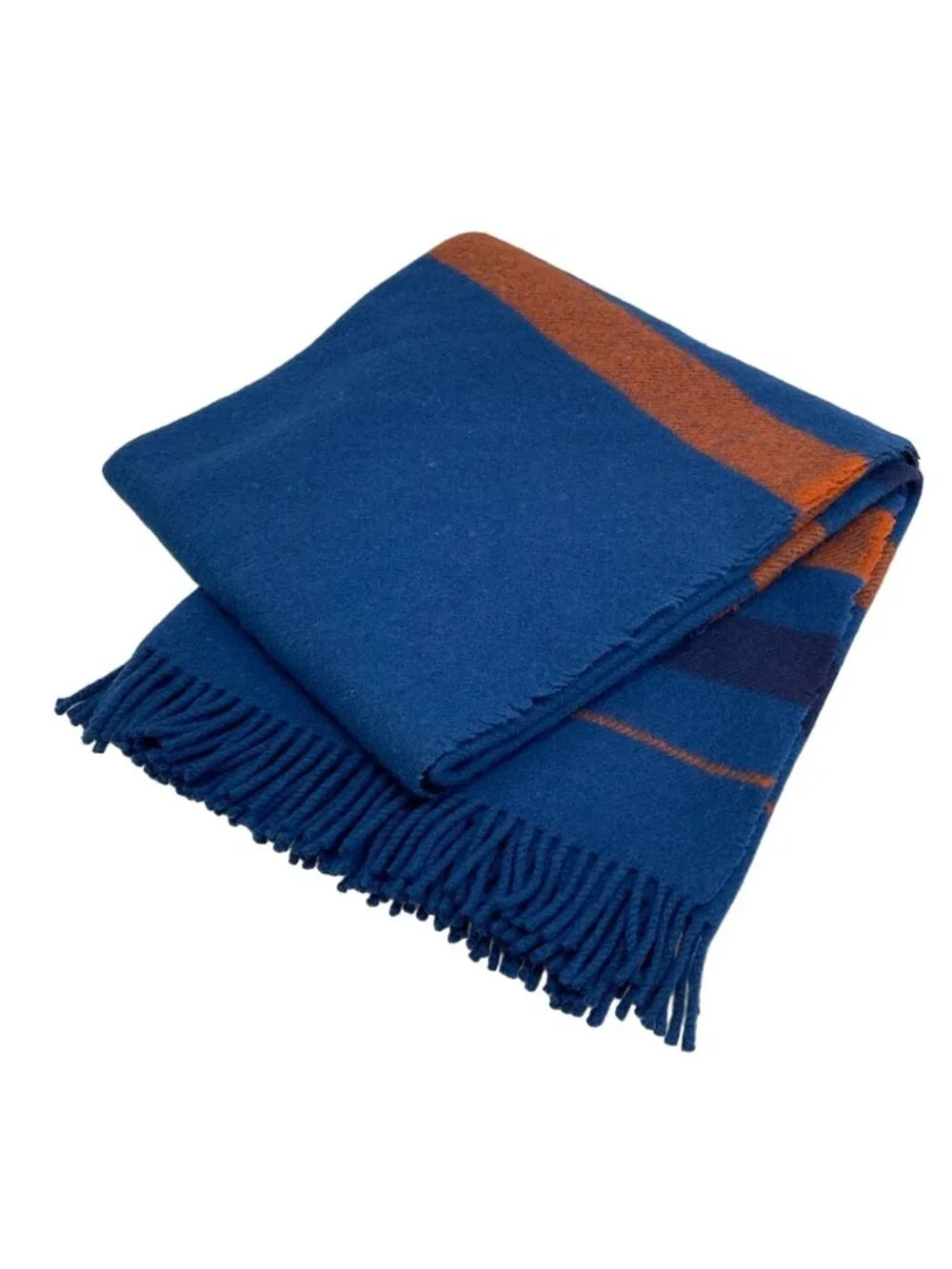 Hermes Rocabar 02 Bleu de Prusse Clou de Selle Sellier Buttons Border Blanket