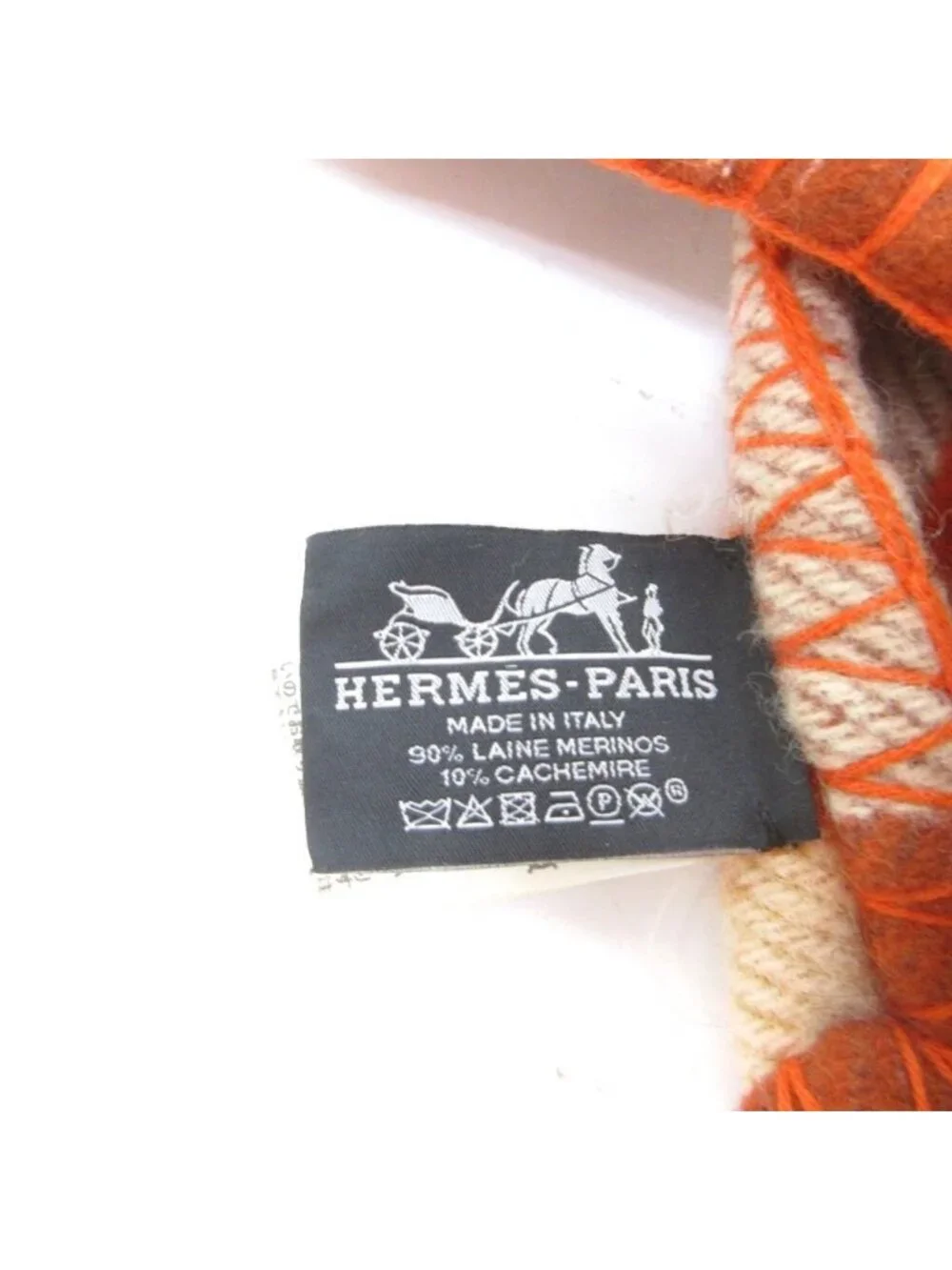 Hermes Ithaque Thick Wool Cashmere Blend Orange Blanket