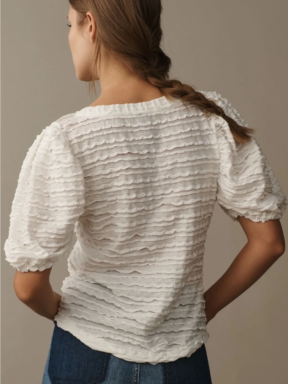 Anthropologie cream blouse