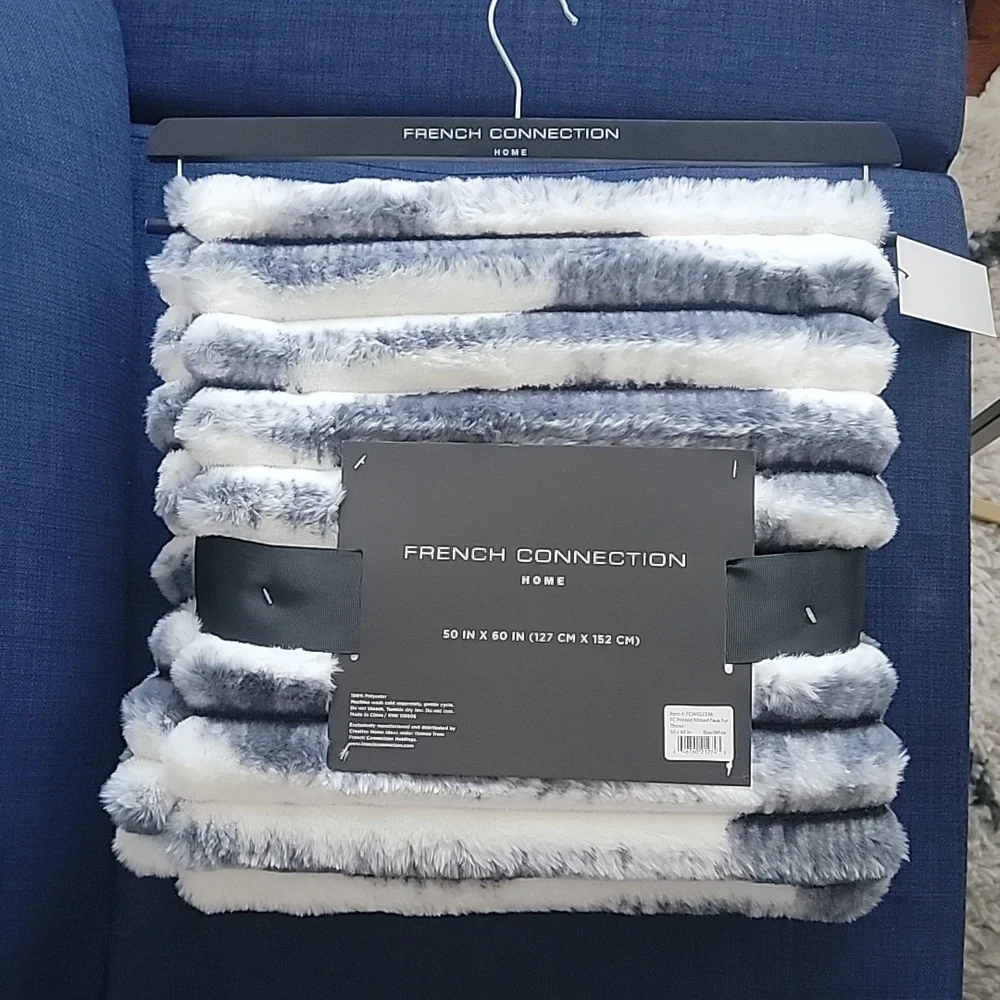 Faux Fur Plush Throw Blanket, 60