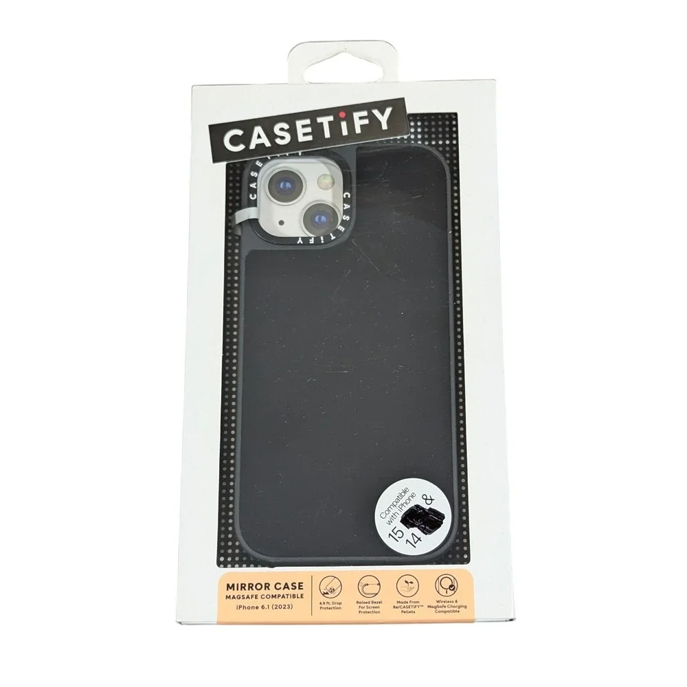 Aa5N CASETiFY Mirror Case w/ Magsafe for iPhone 15 Black with Black‎ Bumper