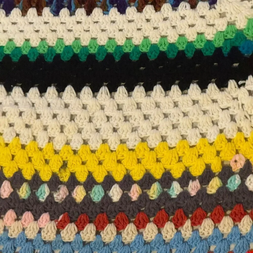 Handmade Multi-Colored Crochet Afghan Blanket 79