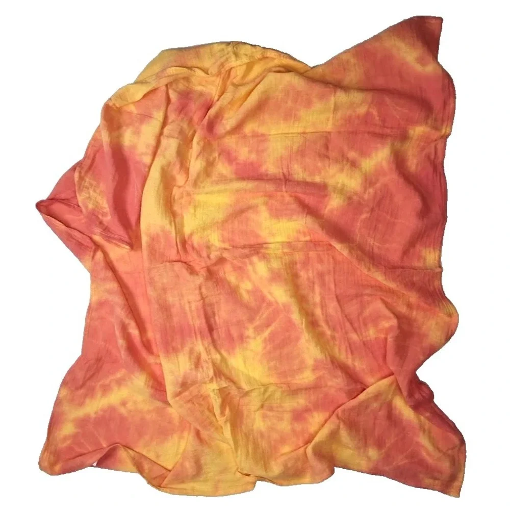 Bundles‎ Of Hope Orange Yellow Tie Dye Organic Hemp Baby Swaddle Blanket Light