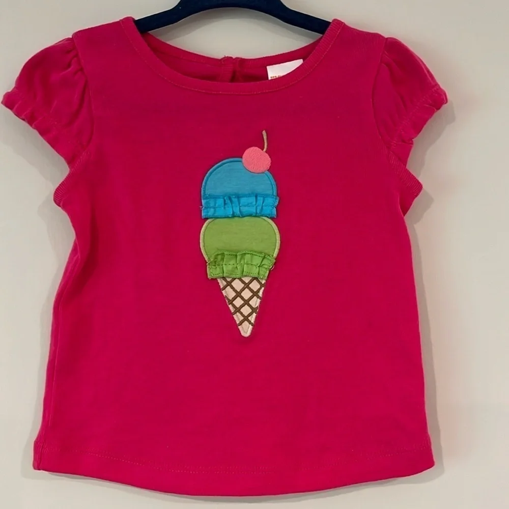 GYMBOREE NWOT Infant 3-6mo Short Sleeve Dress Tunic Ice Cream Pink Embroidered