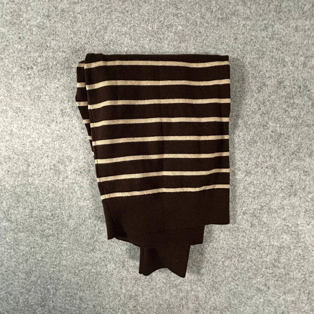 Banana Republic Sweater Medium Brown Mens Striped Merino Wool Crewneck