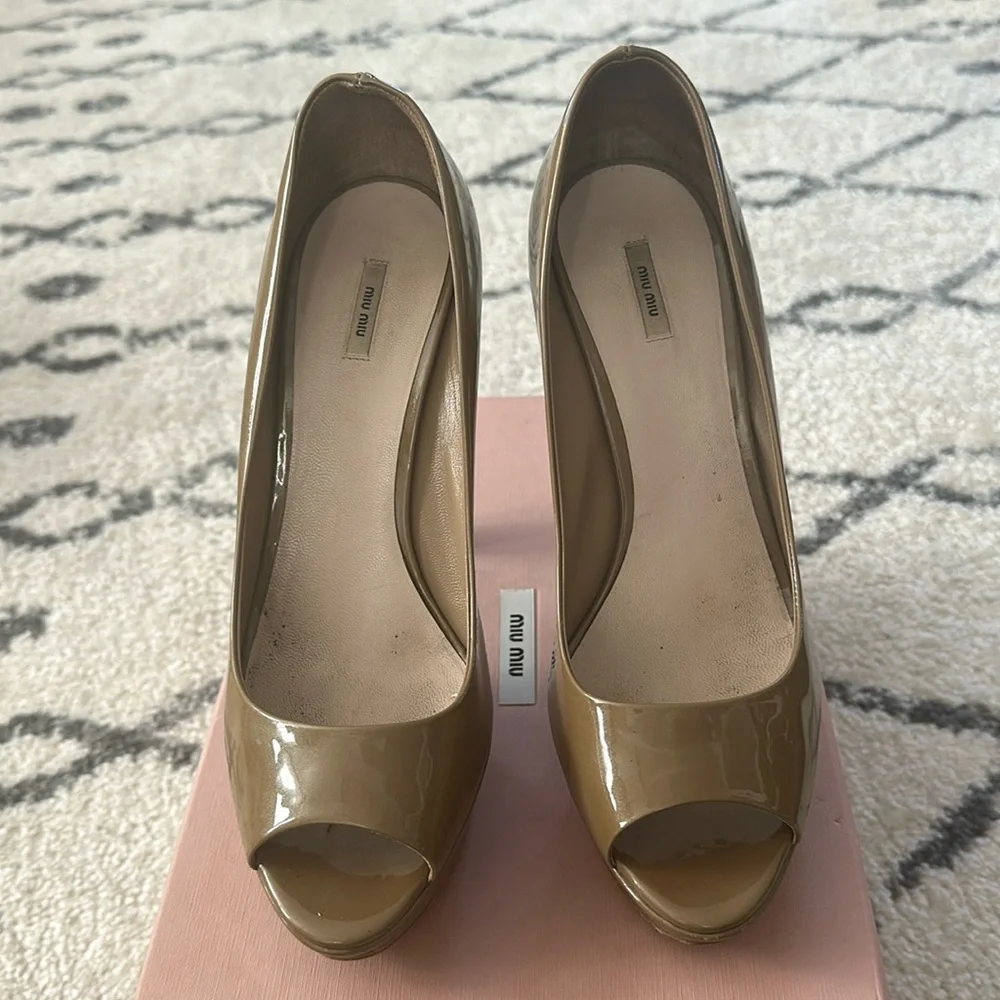 Miu Miu Platform Patent Leather Pumps