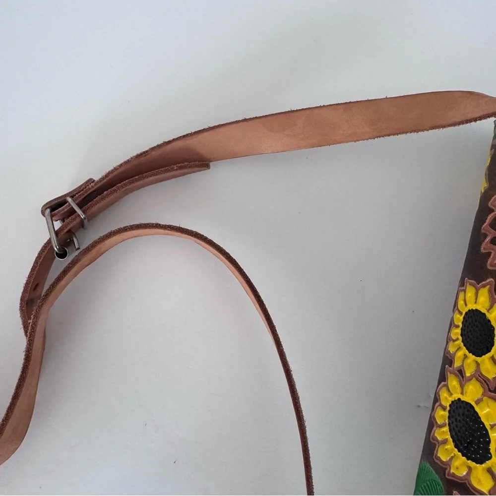 Hand Tooled  Leather Floral Shoulder Bag