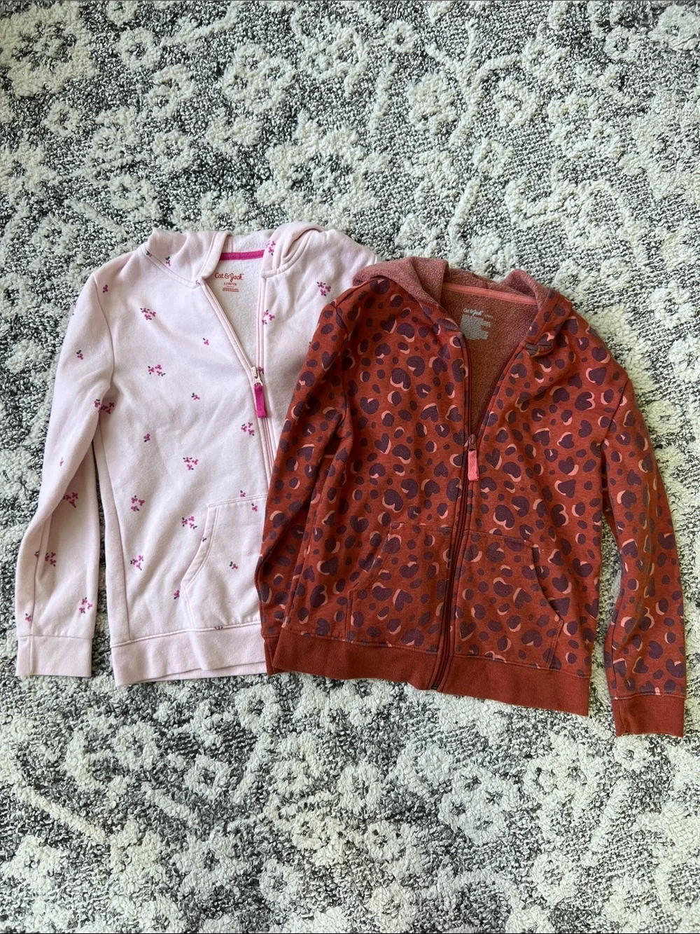 Carter's Set of Pink & Rust Red Hooded Zip Jackets