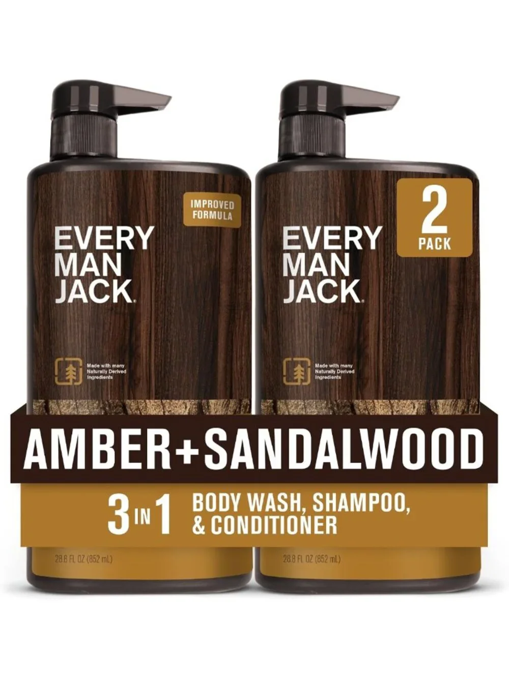 Men's 3-in-1 Body Wash Set, Amber Sandalwood Scent, Refreshing Clean & Hydrate