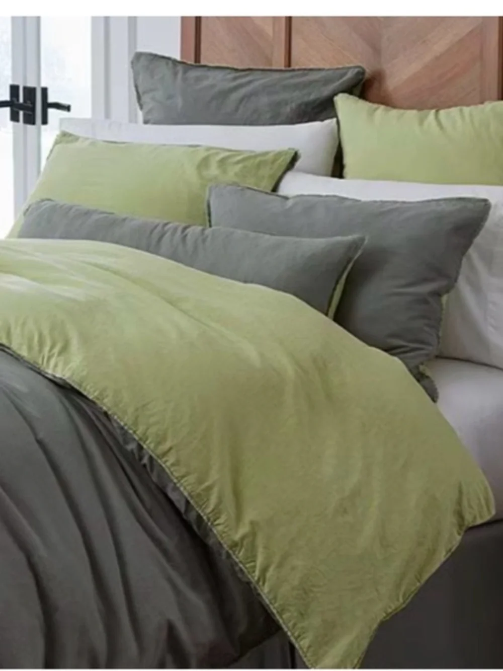 Reversible Sage Green and Charcoal Duvet Cover Only