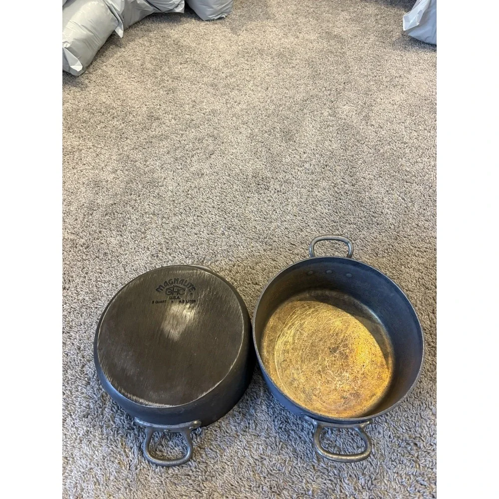 LOT OF 2 Vintage MAGNALITE GHC Professional Anodized Aluminum 5 Quart Stock Pots