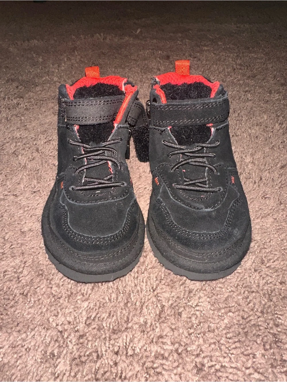 Toddler UGG Black and Red Warm-Lined Winter Boots