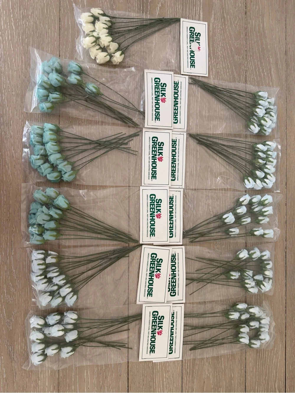 Fabric rosebud stem decorative flowers 11 packages