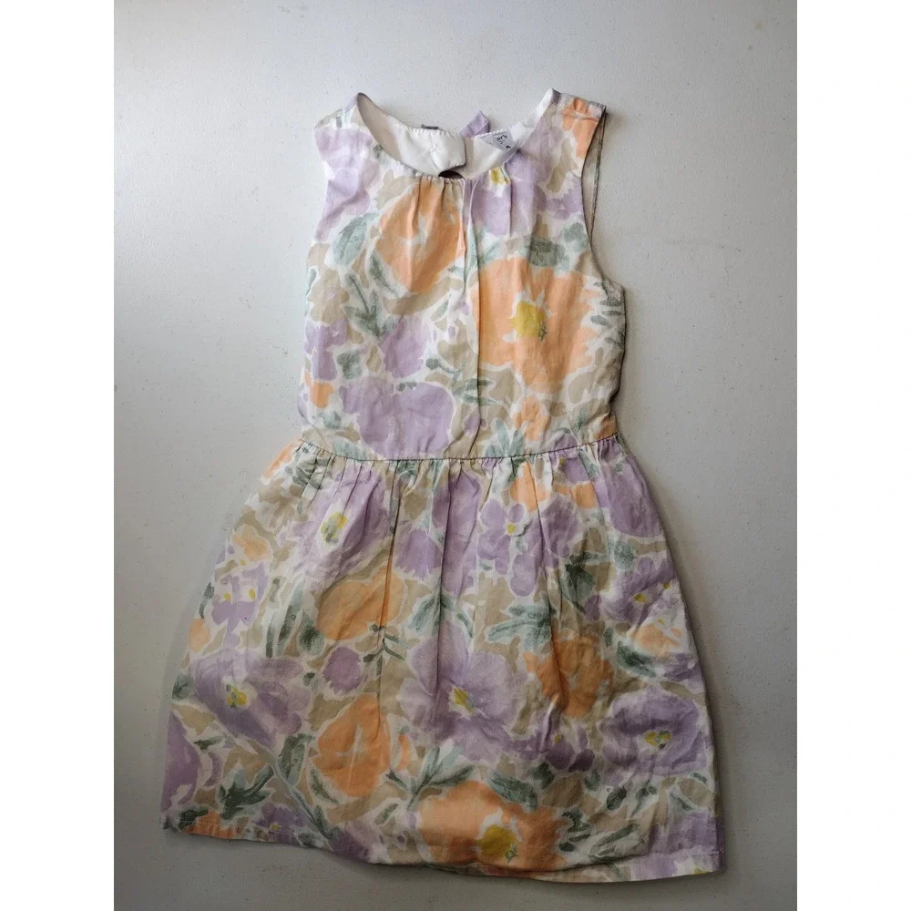 Carters Kid Girls 5 Floral Sleeveless Dress Pastel‎ Purple Orange Cotton Bow