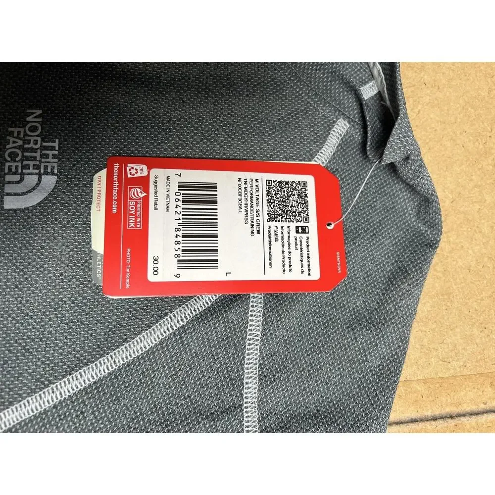 The North Face Shirt Mens L Gray Polyester Moisture Wicking Quick Dry Logo