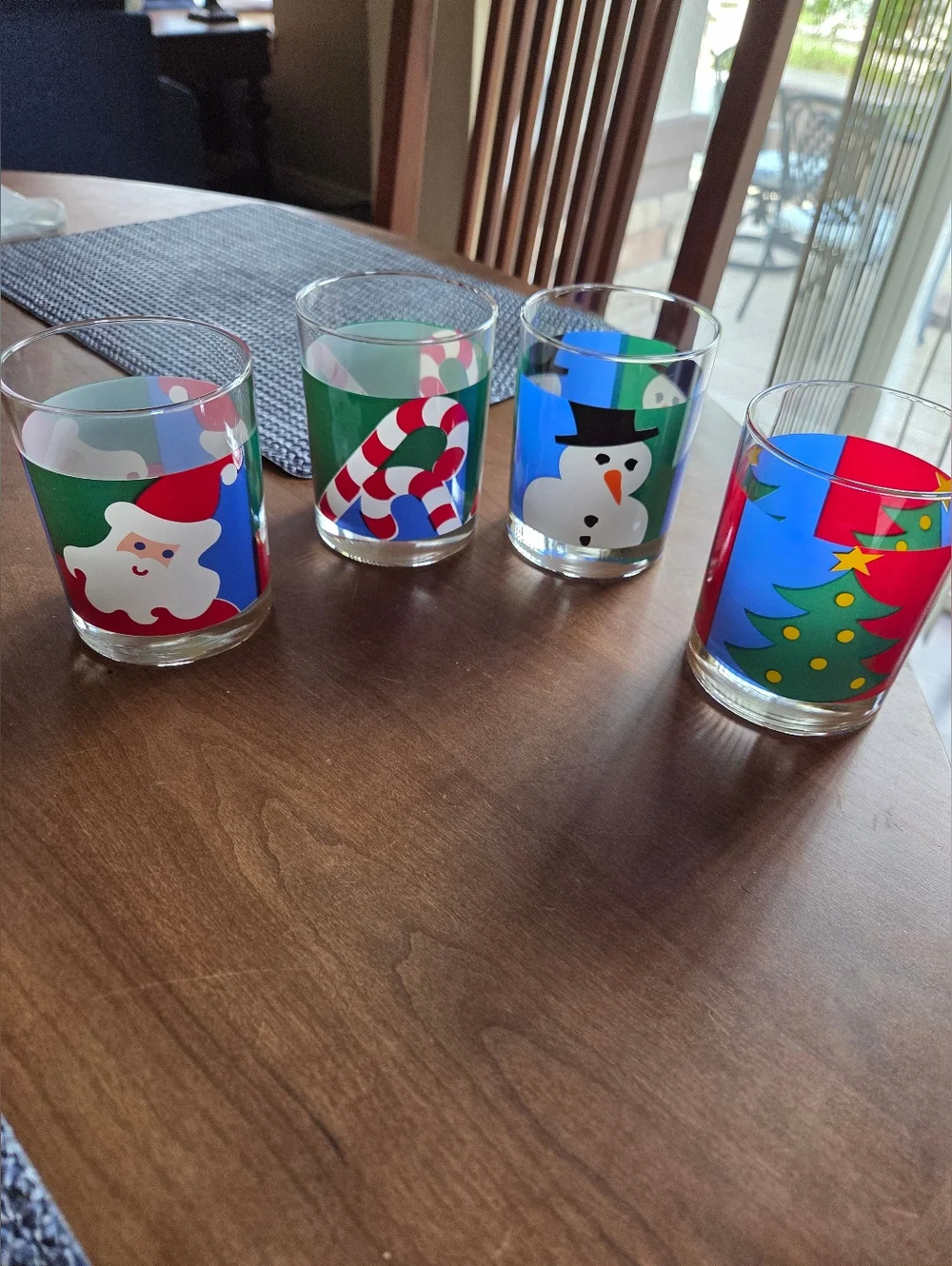 Set Of Four Holiday Lowball 12oz Glasses