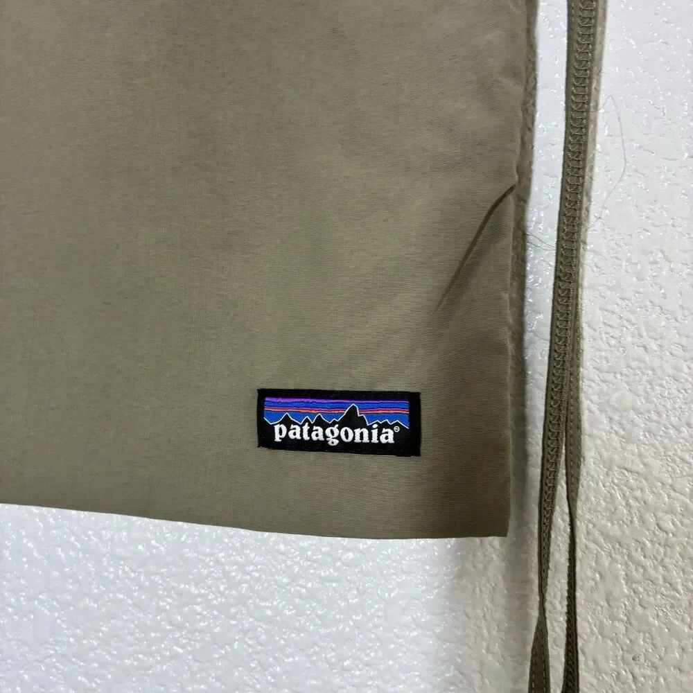 Patagonia Nylon Drawstring Shoe Bag Stuff Sack Khaki Travel Pouch Organizer