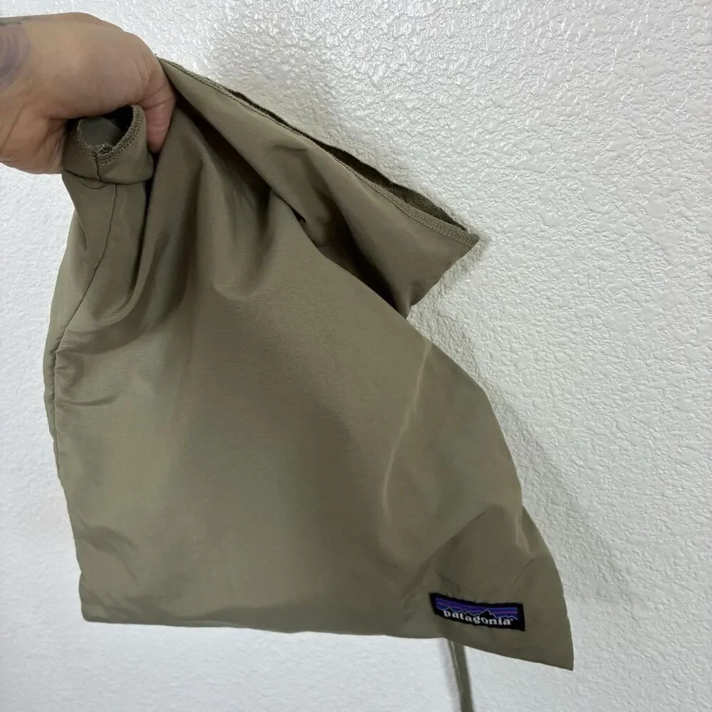 Patagonia Nylon Drawstring Shoe Bag Stuff Sack Khaki Travel Pouch Organizer
