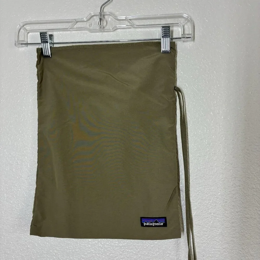 Patagonia Nylon Drawstring Shoe Bag Stuff Sack Khaki Travel Pouch Organizer