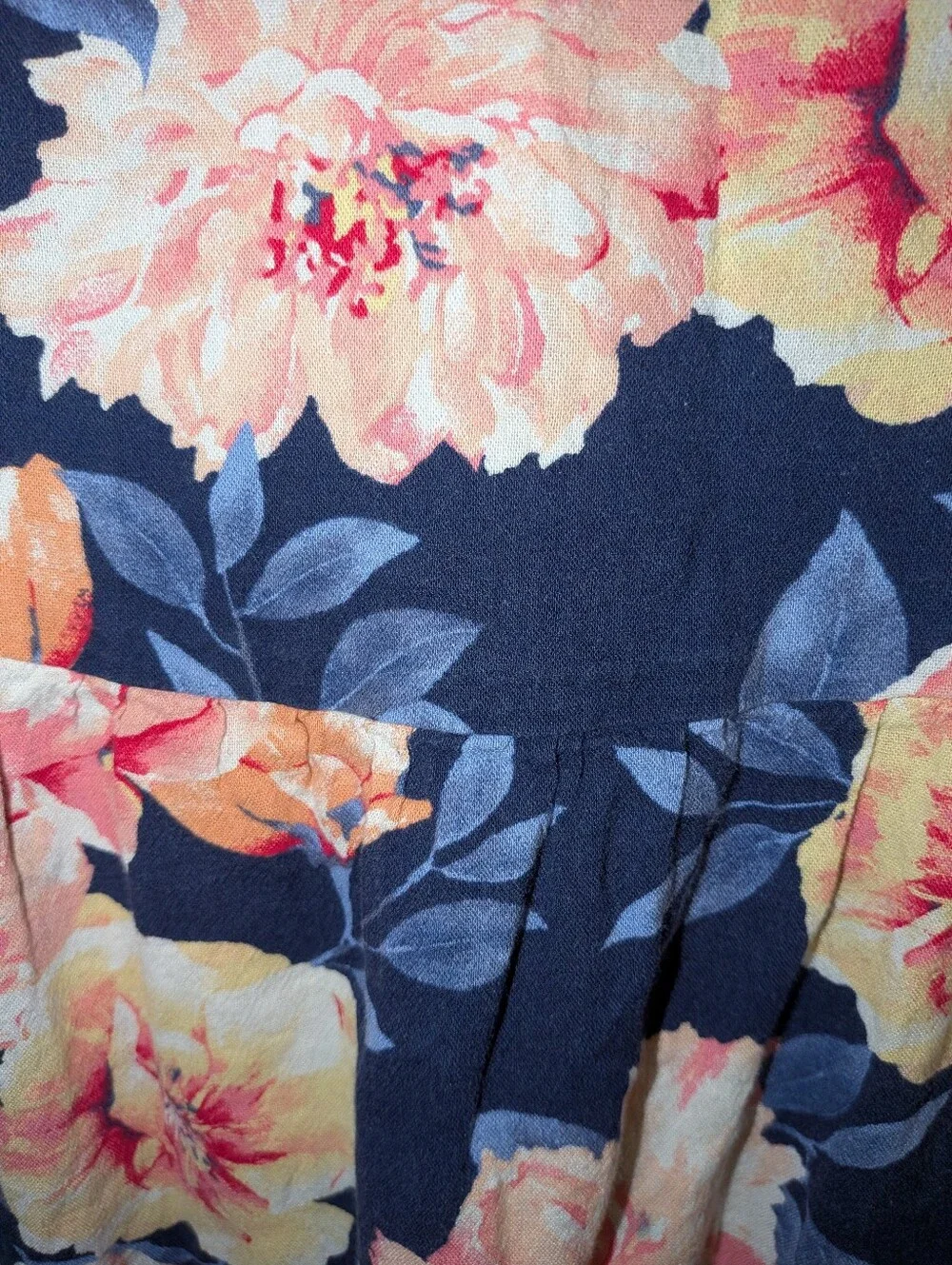 Old Navy Navy Floral Slip Dress with Peach Blooms Size 14/16