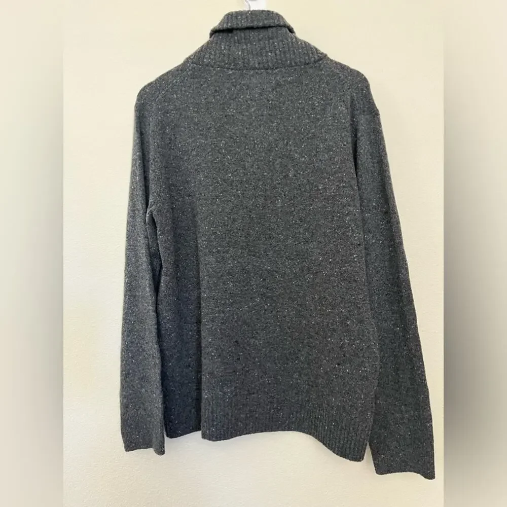 J. Crew Men’s merino wool blend Pullover Sweater L gray long sleeve Shawl Collar