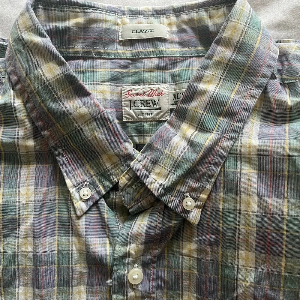 J. Crew Men’s Secret Wash Plaid Dress Shirt | Size XL Tall |
